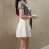 花邊綁結純色TOP - Image 4