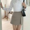 純色側開衩修身短裙 - Image 2
