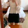 方領微透袖微傘TOP - Image 2