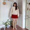 厚版雙線純色A LINE短裙 - Image 5