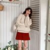 厚版雙線純色A LINE短裙 - Image 3
