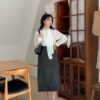 斯文雙開衩人字紋長裙 - Image 7
