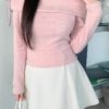 溫柔感一字肩絲帶蝴蝶結TOP - Image 4
