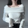 純色簡約翻領絨面TOP