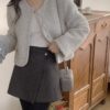 10%羊毛交疊拼鈕短裙 - Image 2